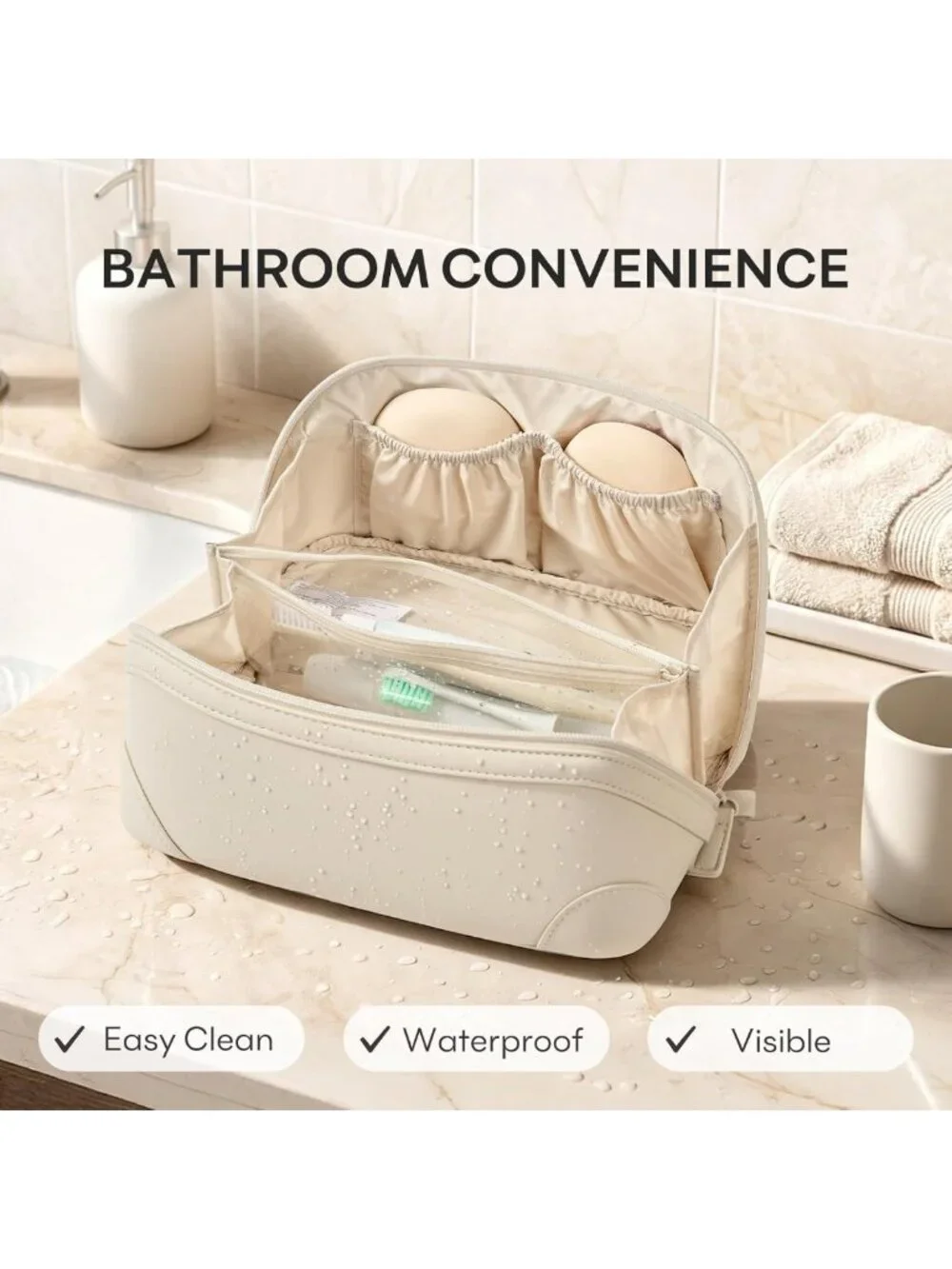 Large Capacity Waterproof Makeup Bag | Portable Toiletry Organizer for Travel